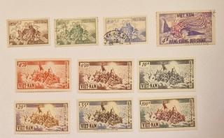 10 timbres du Vietnam du Sud année 1955