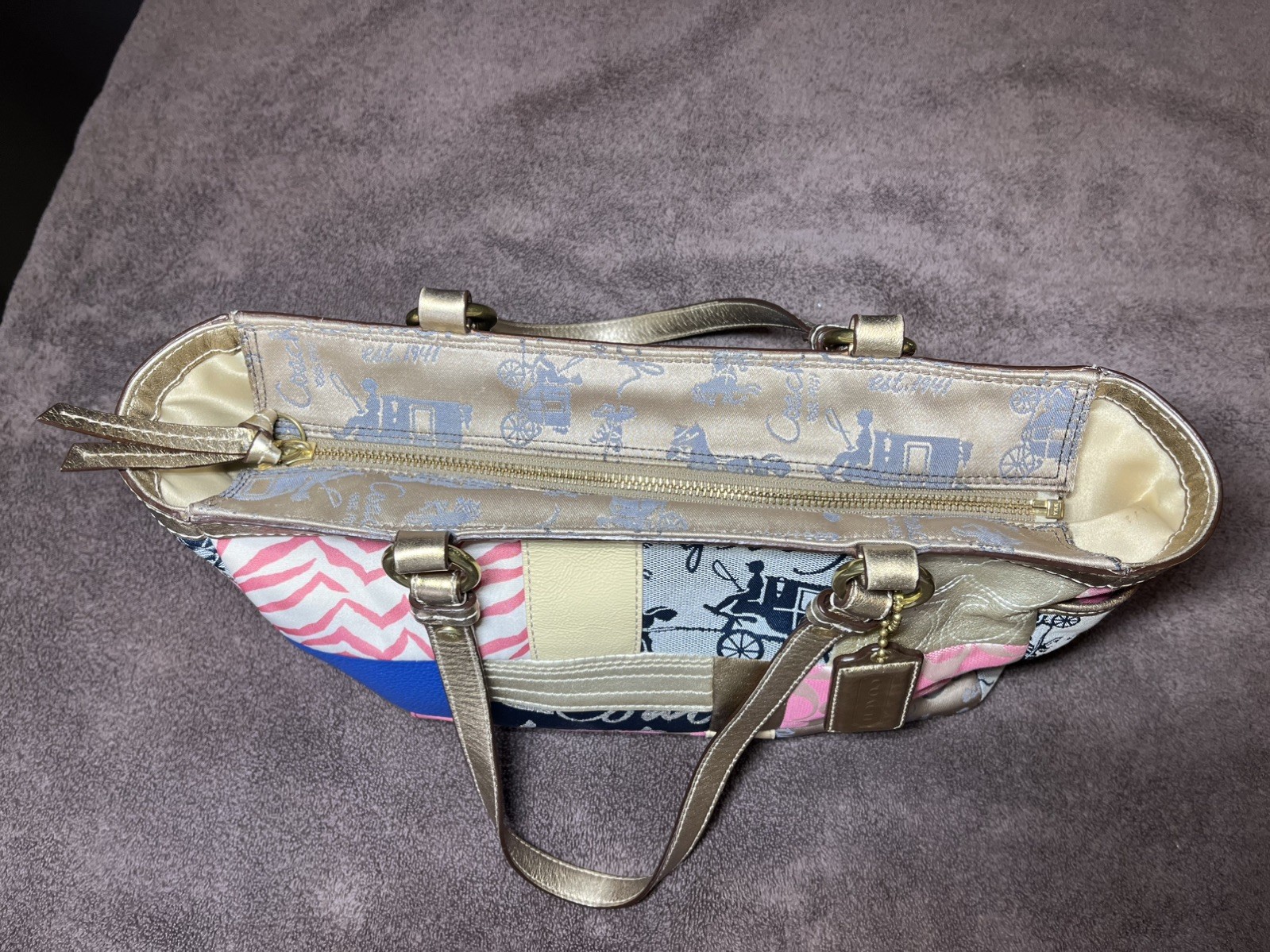 Pristine Coach Colorful Patchwork Anniversary Tot… - image 8