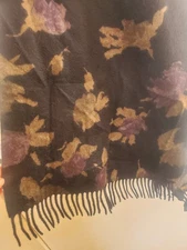 LORO PIANA BLACK MULTICOLOR CASHMERE SCARF 17" X 70"