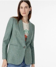 J. Crew Herringbone Wool Blend Schoolboy Blazer Green