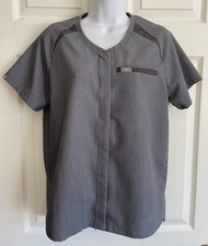 Figs Technical Collection Gray Womens Hidden Full Button Scrub Top Shirt Size S