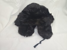 Vintage 1980s Russian Fur Trapper Earflap Ski Cap Ushanka Hat Russia Earmuffs