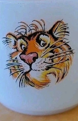 Vintage 1960s Fire King Milk Glass Coffee Mug Cup EXXON/ESSO TIGER ''TANGO'' 