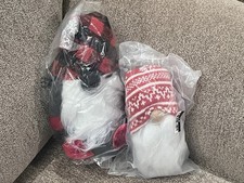 NEW Pottery Barn Plush Holiday Gnomes Small/Medium Fair Isle Buffalo Check Set/2