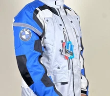 BMW Rallye touring & adventure grey/blue jacket for men's Motorcycle all Size