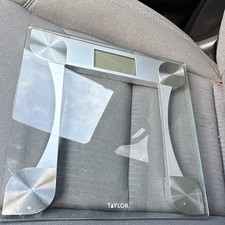 Taylor Digital Glass Bathroom Scale, Modern Clear/Silver with LCD Display