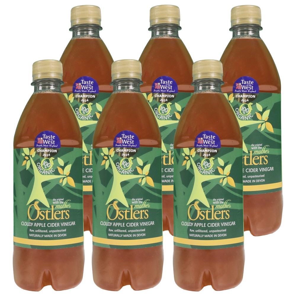 Ostlers Cloudy Cider Vinegar with The Mother 500ml 6 x Bottles Raw Unfiltered