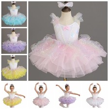Girls Ballerina Figure Tutu Dress Festival Ballet Dancewear Outfits Gymnastics