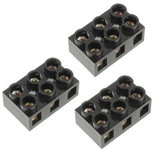 3 PCS Dual Rows Terminal Block 500V 60A 3 Position Screw Electrical Barrier