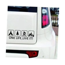 One Life Live It Car Camping Sticker, 11.81" x 3.94" Reflective Adventure Black