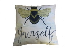Image of Bee Linen Cushion 45x45cm Choose Cover Only or Filled Cushion Bee - yourself