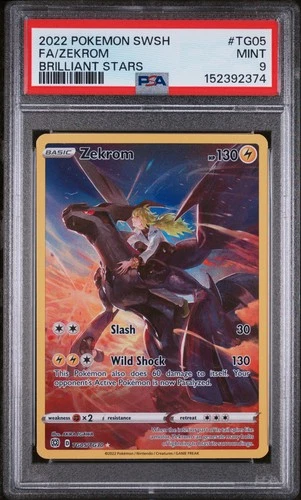 2022 POKEMON SWORD & SHIELD BRILLIANT STARS #TG05 FULL ART/ZEKROM PSA 9