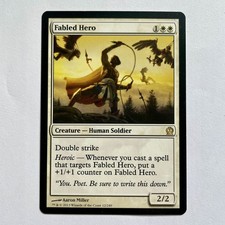 MTG Fabled Hero, Magic The Gathering Card, Theros, Rare White