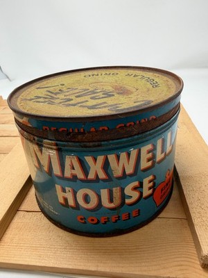 Vintage Maxwell House Coffee Tin 1lb Blue Can Vacuum Coffee Maker Instructions