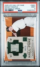 PSA 9 - 2005 Upper Deck Hall Of Fame Materials MICKEY MANTLE Green 04/10 #MM1