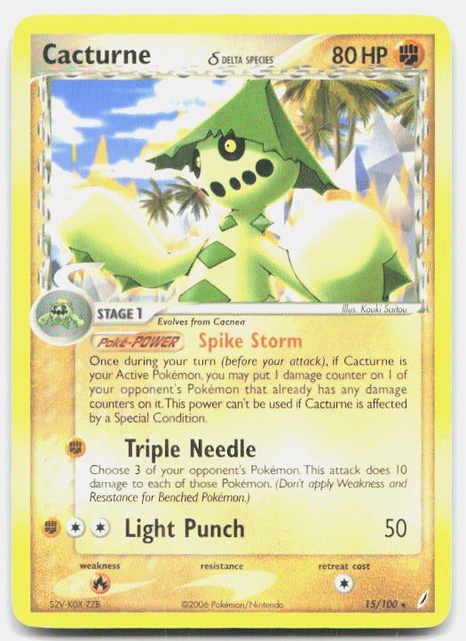 Crystal Guardians Cacturne 15/100 LP Pokemon Rare Tcg Card