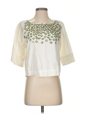 Not So Serious by Pallavi Mohan Women Ivory 3/4 Sleeve Blouse S