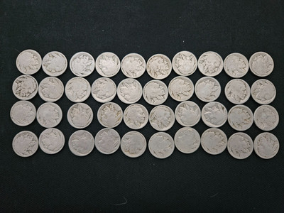 Buffalo Nickels Roll Lot of 40 DATELESS (Dates worn) Buffalo Nickels