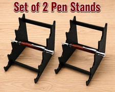 2 Pack Plastic Pen Holder, 5-Slot Acrylic Pen Display Stand Horizontal - Black