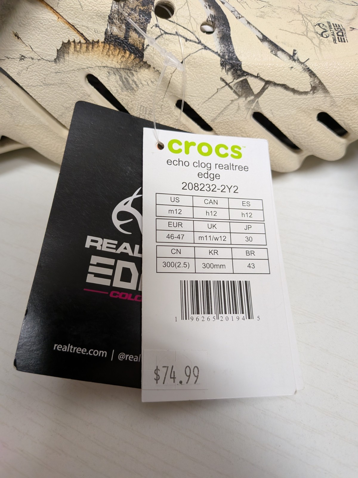 Crocs x Realtree Edge Echo Clogs Bone Camo NEW Men's US Size 12 image 6