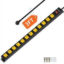 12 Outlet Long Power Strip, 3FT Power Cord, 2100 Joules Surge Protector, Wide...