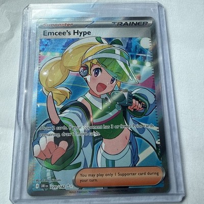 Pokémon Emcee's Hype Ultra Rare Full Art Holo 220/182 SV10 Destined Rivals