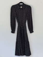 AND A New Day SMALL Grey Leopard Button Up Long Sleeve Midi Dress Animal GUC