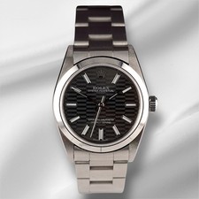 Rolex Oyster Perpetual 31mm Stainless Steel Black Motif Dial Watch Ref 67480
