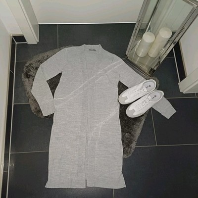 Neu Strickjacke hellgrau S 36 38 Strickmantel knielang LC Waikiki TopZustand