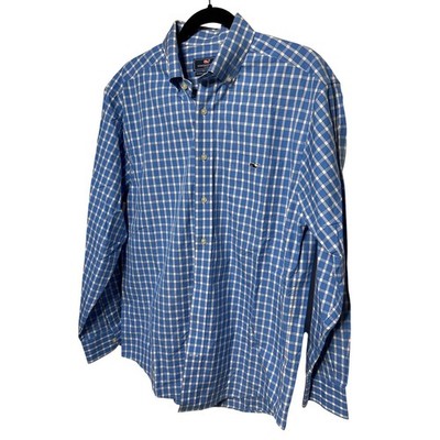 Vineyard Vines Mens Classic Fit Tucker Shirt Blue White Plaid Button Down