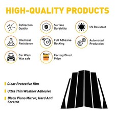6pcs Black Door Pillar Post Car Window Cover Trim For 2006-2010 Vw Jetta Sedan