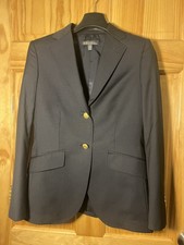 Brooks Brothers Blazer Women 2P Navy Wool Loro Piana Gold Button Pick Stitch