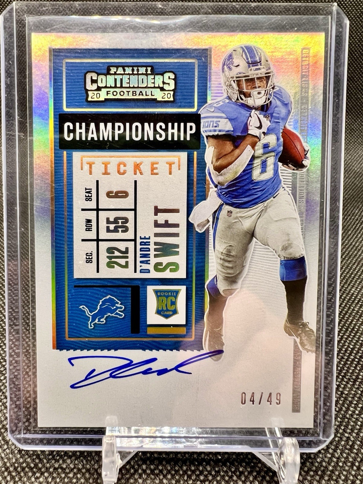 2020 Contenders RPS D'Andre Swift Championship Ticket # /49 On Card Rookie Auto