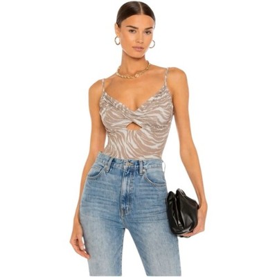 STELLA Laguna Beach Zebra Animal Print Bodysuit Y2K Trendy Festival Clubwear  S