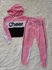 Justice Cheer Pink Black Hoodie & Jogger Set Girls Size L 12/14