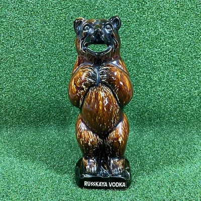 Vintage Russkaya Vodka Ceramic Bear Decanter Pitcher