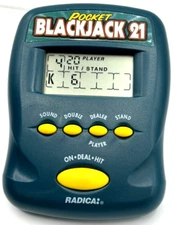 VTG 1997 Radica Pocket Blackjack 21 Electronic Handheld Game Tested & in VGUC_