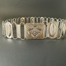 Ladies VTG Hip Or Waist Belt Stamped Aluminum Western Boho Flower Pattern