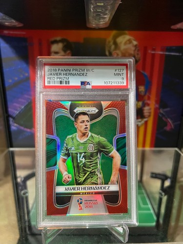 2018 PANINI PRIZM FIFA WORLD CUP JAVIER HERNANDEZ #127 RED PRIZM /199 PSA 9 MINT - Picture 4 of 15