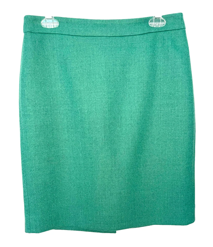 J. Crew Green No 2 100% Wool Double Serge Lined Pencil Skirt Green Size 8 Petite