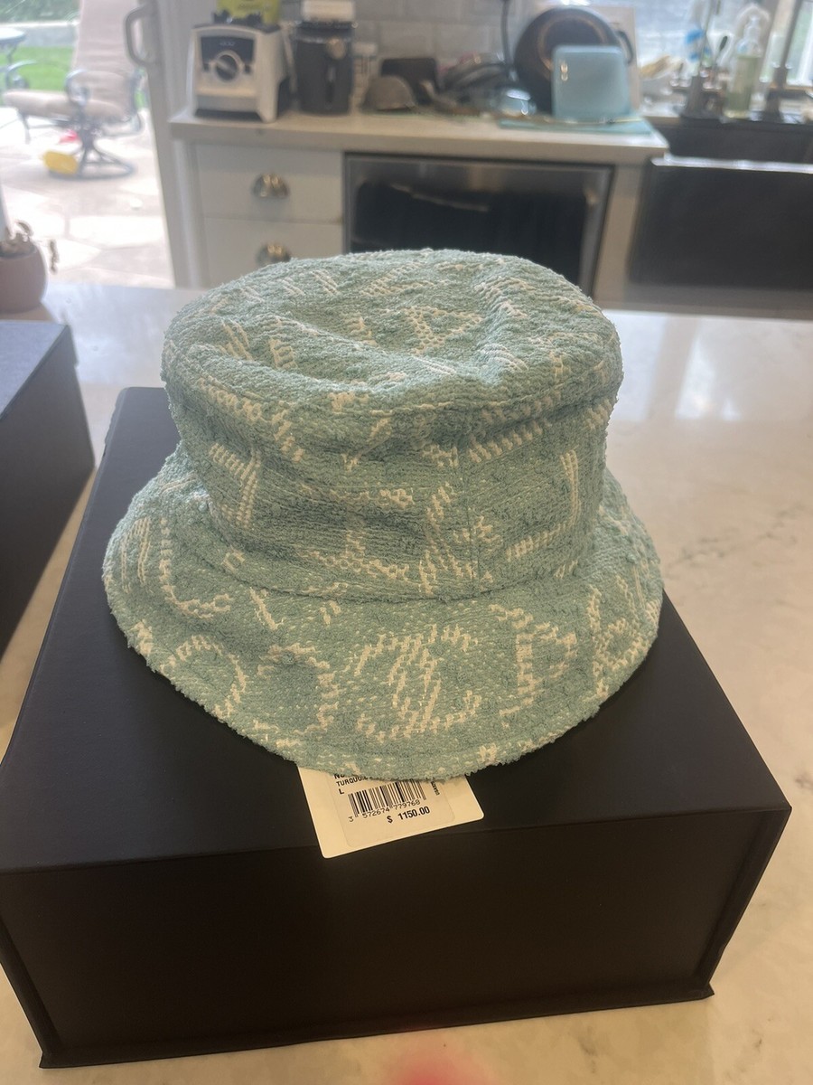 Chanel Blue/ White Graffiti CC Logo Sun Cloche Bucket Hat Large L