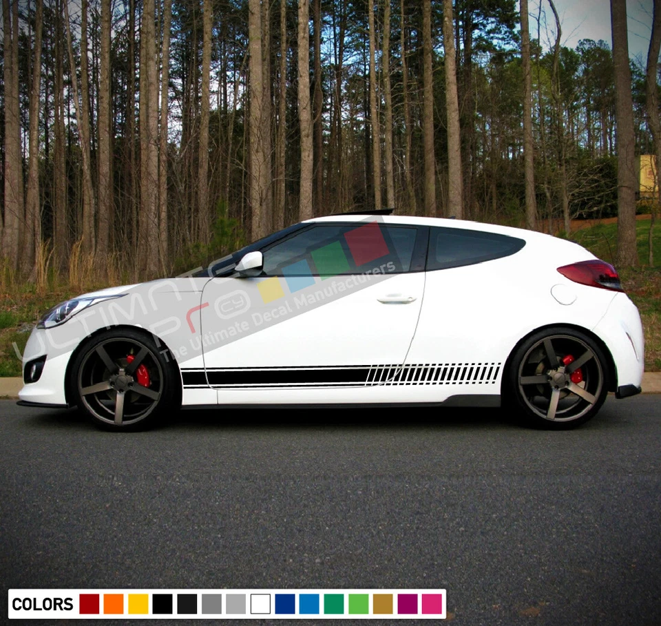 Sticker Graphic Decal Stripe Kit for Hyundai Veloster 2008-2014 side skirts bar - Image 3 of 4