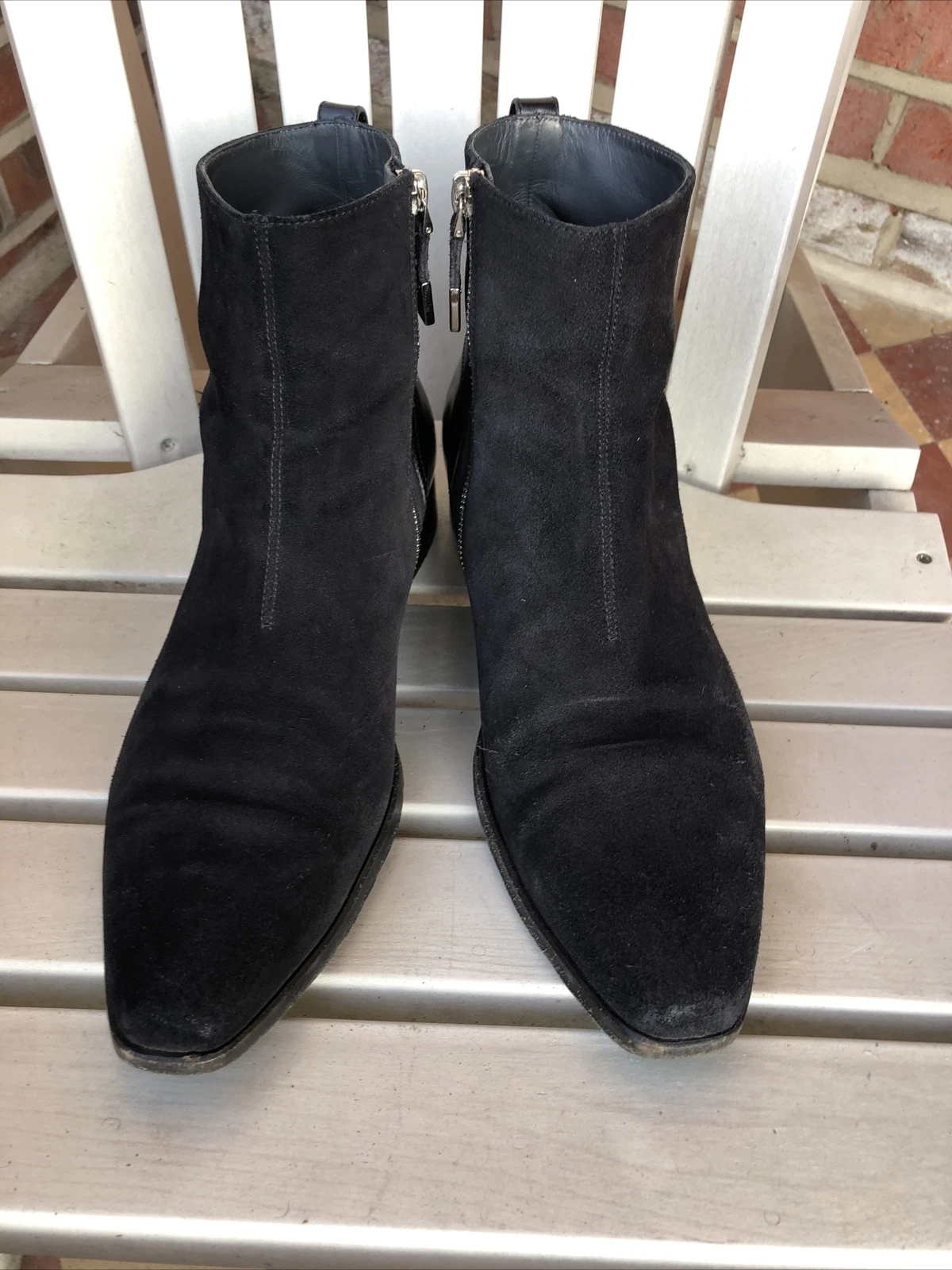 Bottes cheville Dior Homme zippées Chelsea 16EBM daim avec finition cuir taille UK 7 1/2