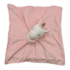 Carter's Just One You White Unicorn Lovey Pink Security Blanket Polka Dots 14"