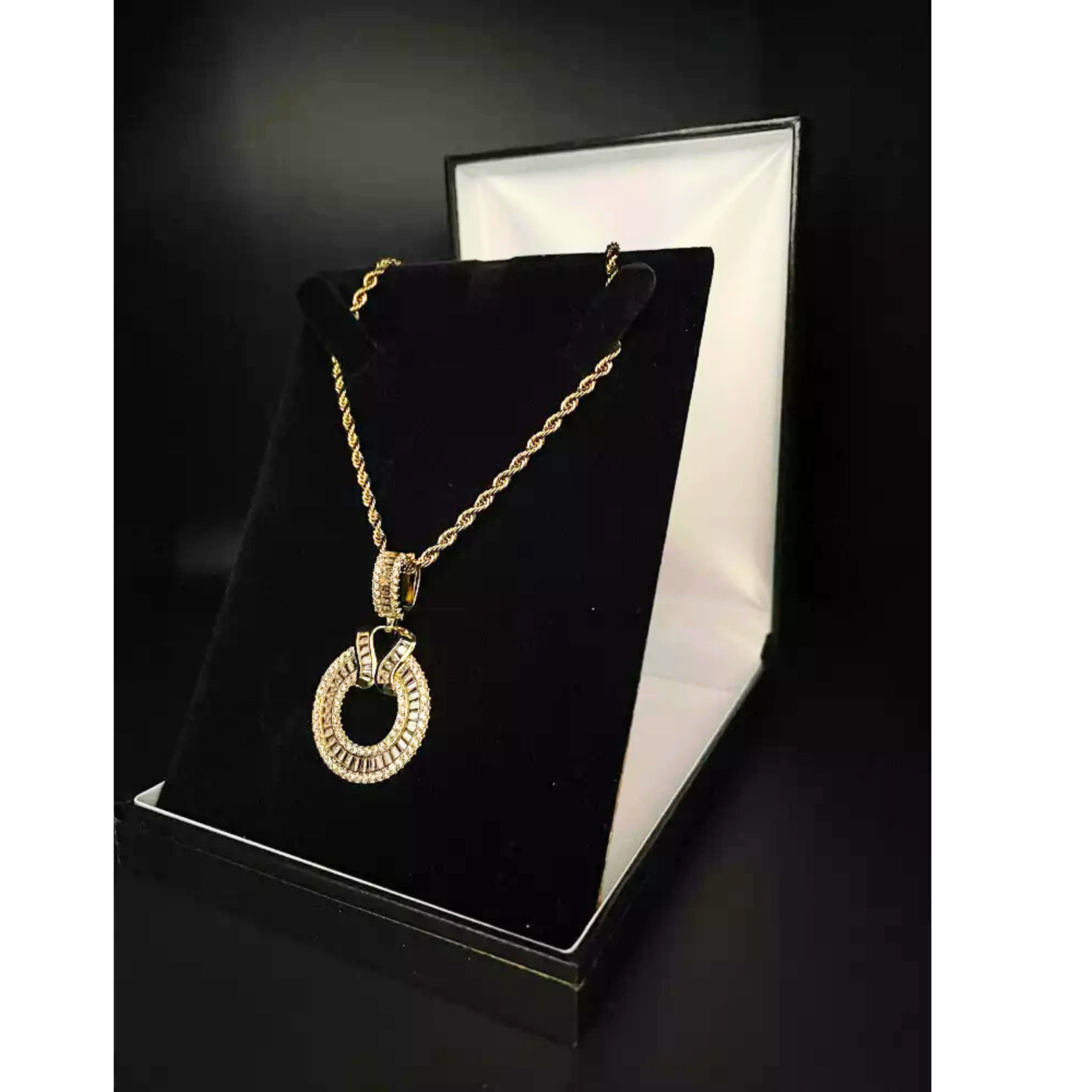 Awl's Eye Necklace Yellow Gold Finish Created Diamond - Free Postage- Gift Idea