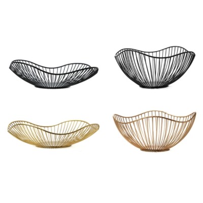 Fruit Storage Basket Metal Wire Snacks and Bread Storage Bowl for Dining Table