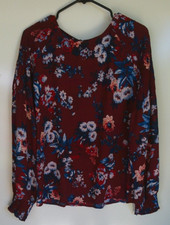 A.N.A. Maroon Dark Red Women's Long Sleeve Blouse XL