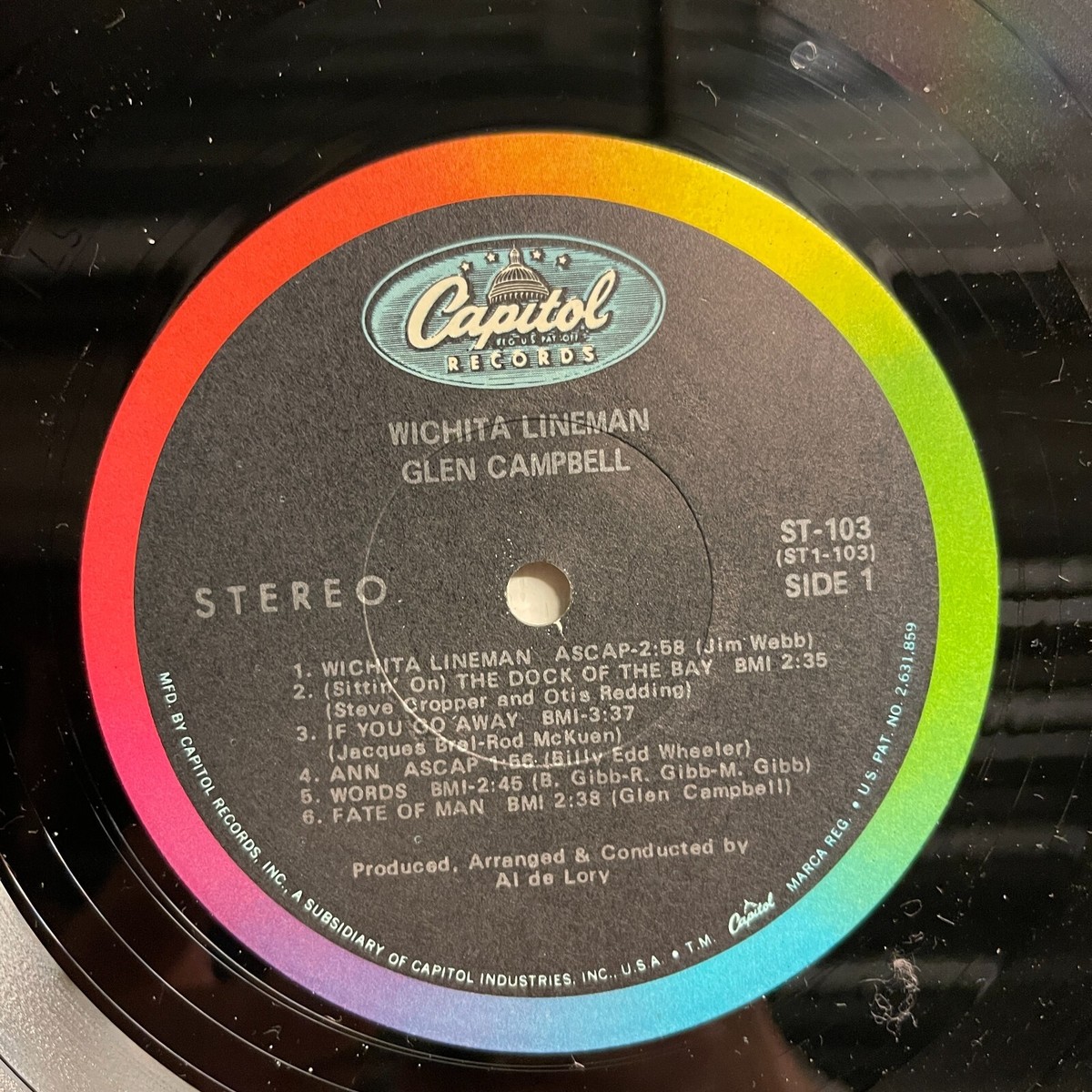 Glen Campbell ‎– Wichita Lineman Vinyl, LP 1968 Capitol Records