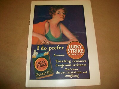 30s cigarettes Vintage Lucky Strike Cigarettes advertising 1920's or 30's