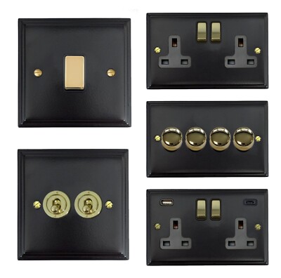 G&H Victorian Matt Black VFB3-PB Lichtschalter, Steckdosen, Dimmer, Kippschalter